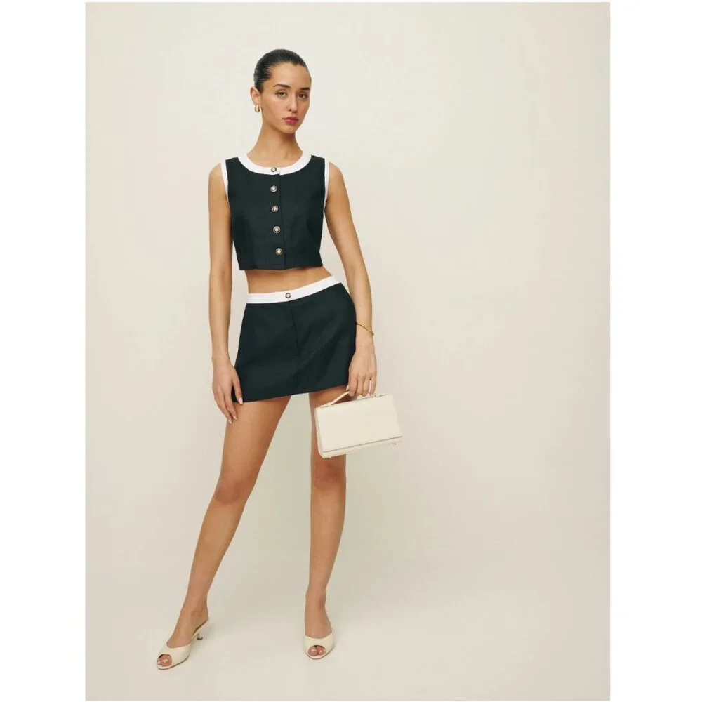Reformation Roxy Linen Two Piece in Black